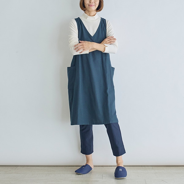 ギンガムチェックY字型エプロン