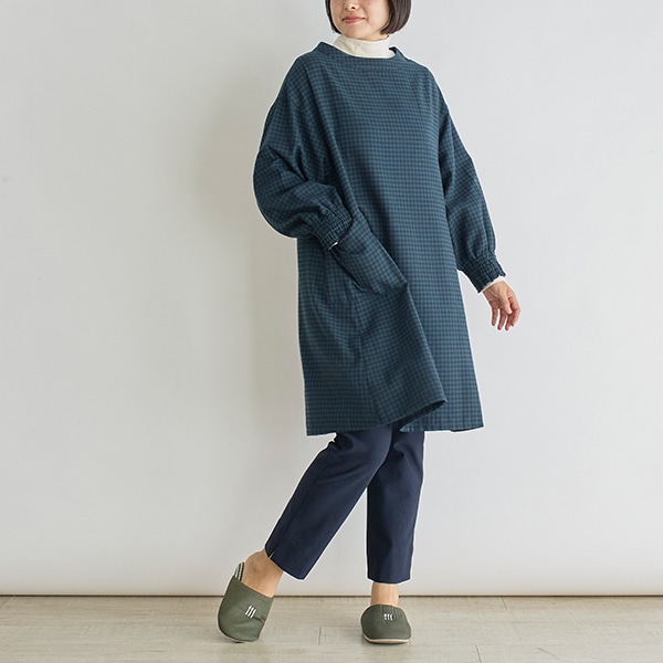 ギンガムチェックスモック