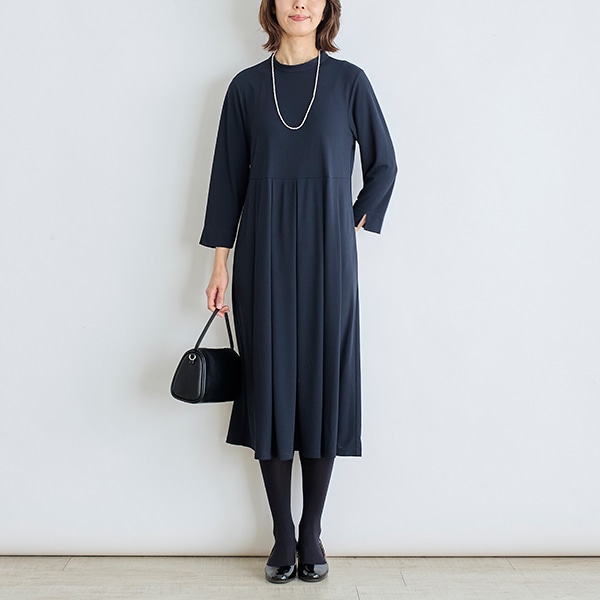 強撚スムースタック切り替えワンピース