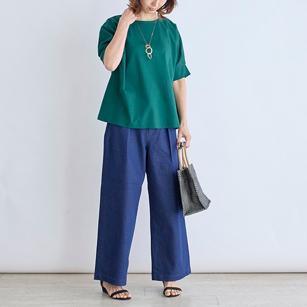 ライトオンスデニムストレッチワイドパンツ