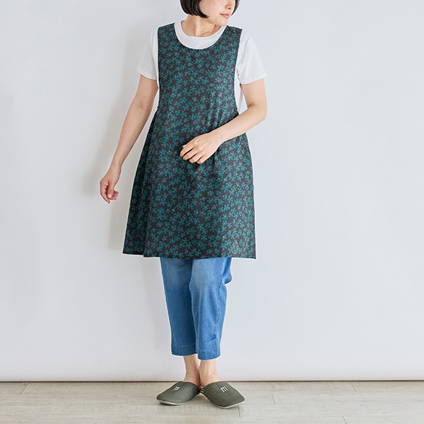 小花柄バッククロスチュニックエプロン