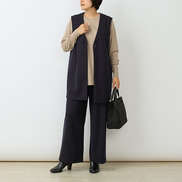 ハイネックワンピース ボータイ付(M ネイビー)｜SALE（ファッション）｜料理家 栗原はるみ レシピ・オンラインショップ【公式】ゆとりの空間