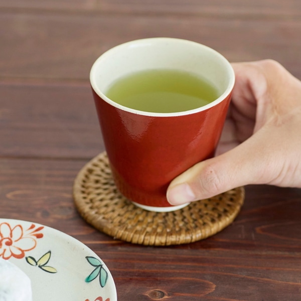 波佐見焼手塗り湯呑 赤