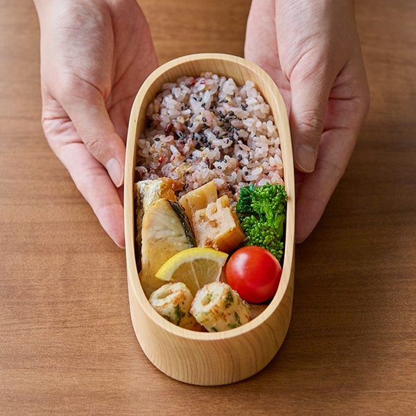 【WEB限定】ひのき くりぬき弁当箱 スリム