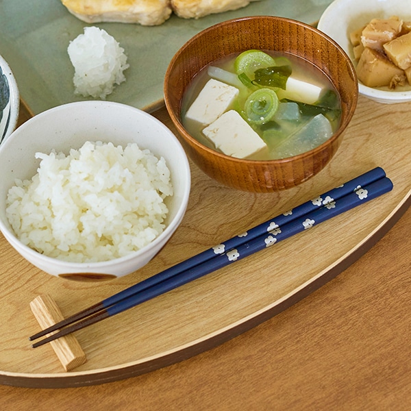 能登ひば 拭き漆箸 梅 紺