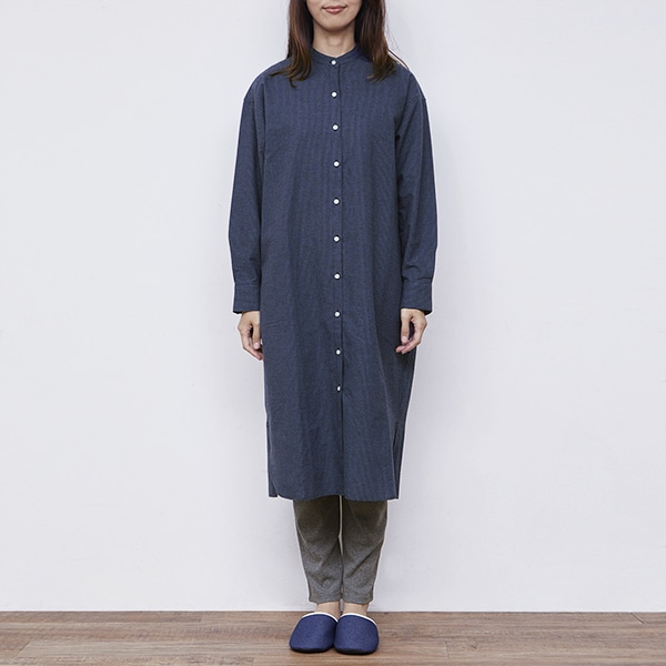 コットンリネンチェックワンピース レギンス付 M ネイビー ルームウェア パジャマ 料理家 栗原はるみ レシピ オンラインショップ 公式 ゆとりの空間