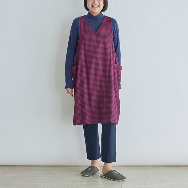 ギンガムチェックY字型エプロン