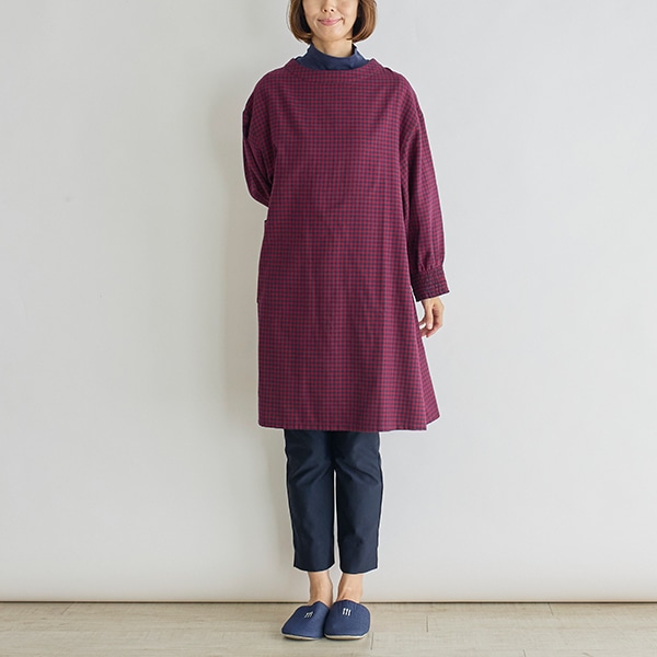 ギンガムチェックスモック