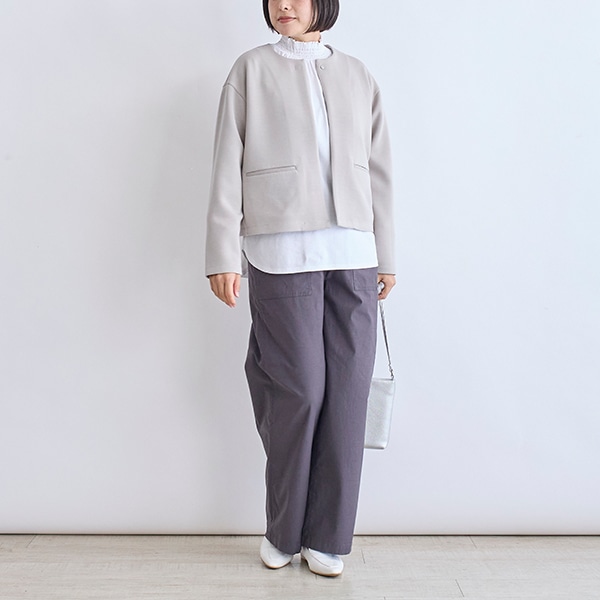 ダブルジャージーノーカラージャケット