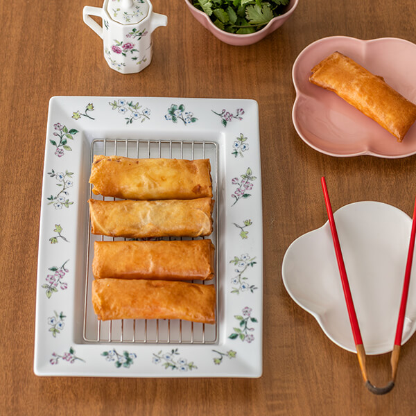 網付き リムトレー 花中華 ホワイト｜SALE（食器）｜料理家 栗原