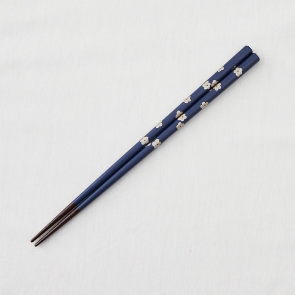 能登ひば 拭き漆箸 梅 紺