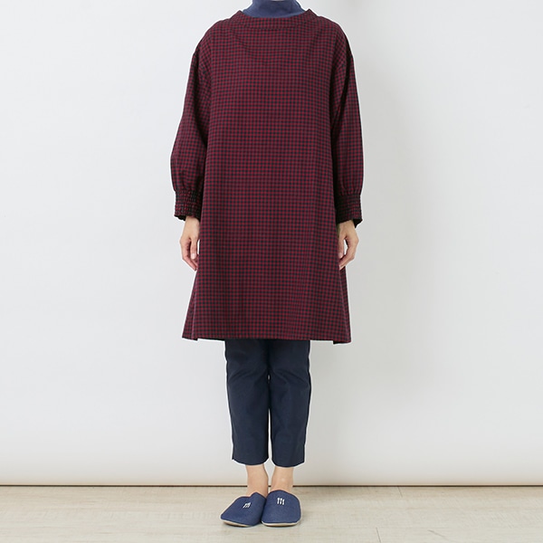 ギンガムチェックスモック