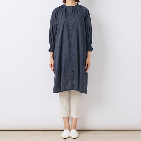 コットン総刺繍前開きワンピース