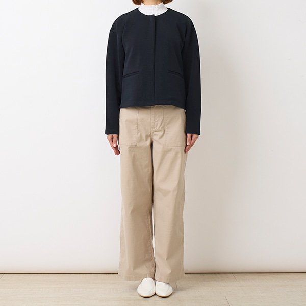 ダブルジャージーノーカラージャケット