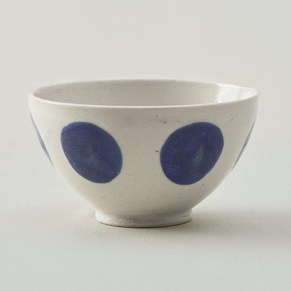 ドット 飯碗 ブルー