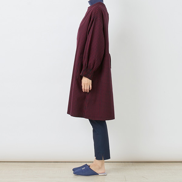 ギンガムチェックスモック