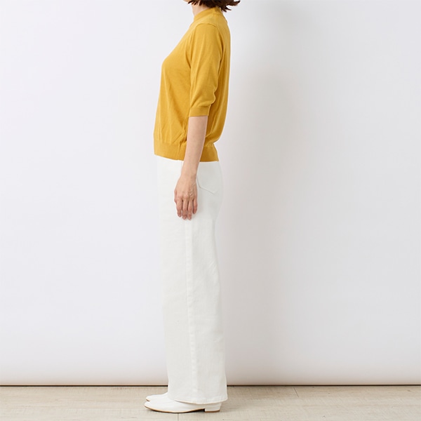 ハイツイストニットハイネック五分袖Tシャツ