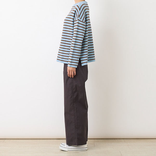 コットンニットボーダープルオーバー