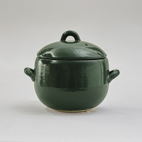 萬古焼 二重蓋ごはん鍋 玄米対応 緑