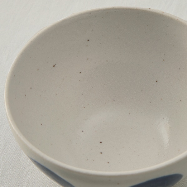 ドット 飯碗 ブルー