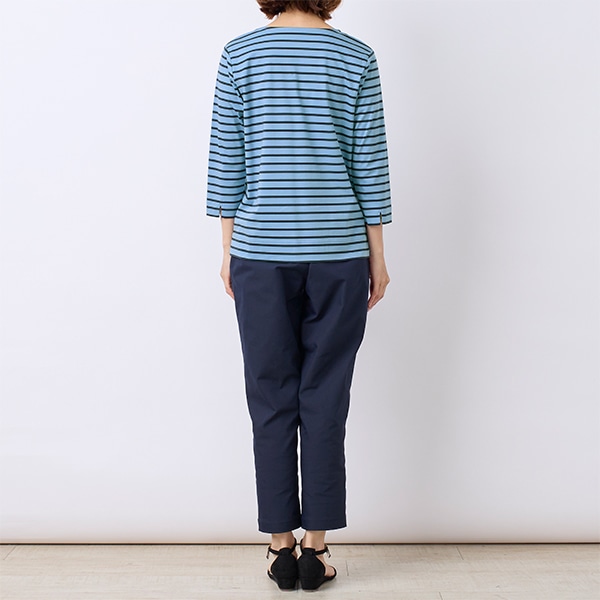 シルケットコットンスムースボーダー七分袖Tシャツ