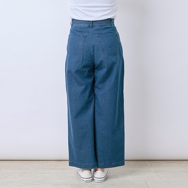 ライトオンスデニムストレッチワイドパンツ