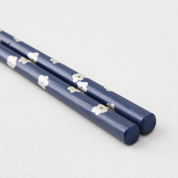 能登ひば 拭き漆箸 梅 紺