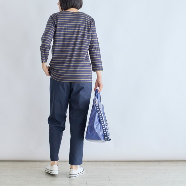 シルケットコットンスムースボーダー七分袖Tシャツ