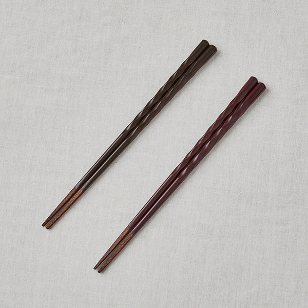 亀甲彫り箸 溜