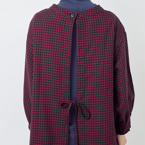 ギンガムチェックスモック