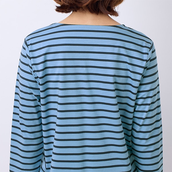 シルケットコットンスムースボーダー七分袖Tシャツ