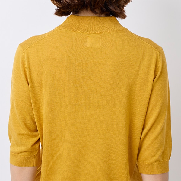 ハイツイストニットハイネック五分袖Tシャツ