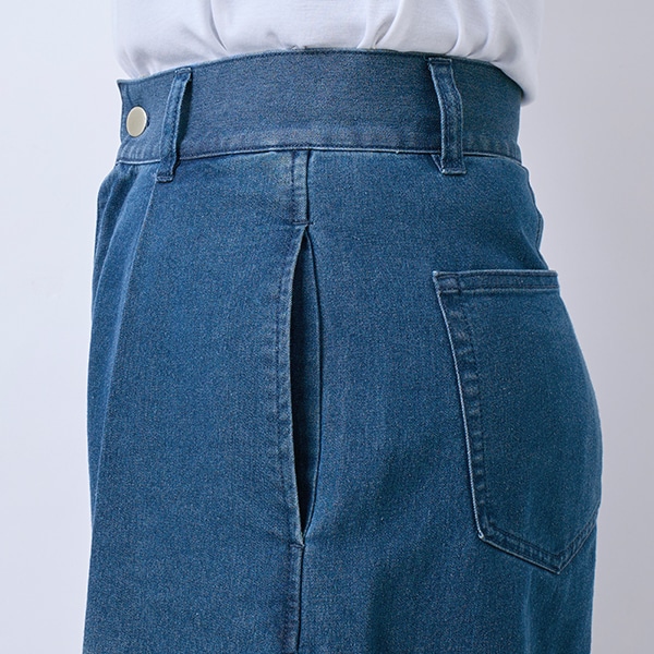 ライトオンスデニムストレッチワイドパンツ