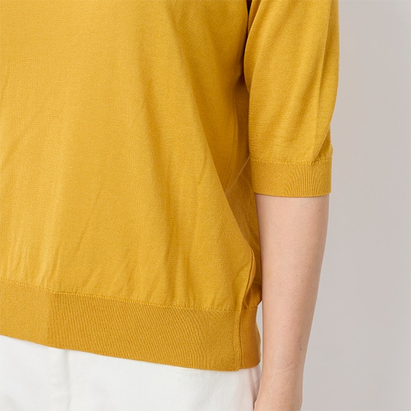 ハイツイストニットハイネック五分袖Tシャツ