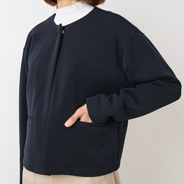 ダブルジャージーノーカラージャケット