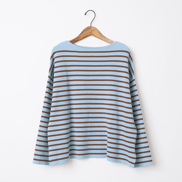 コットンニットボーダープルオーバー