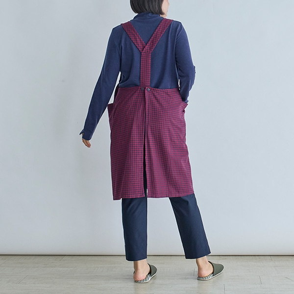 ギンガムチェックY字型エプロン