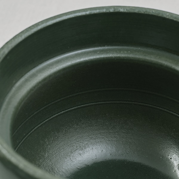 萬古焼 二重蓋ごはん鍋 玄米対応 緑