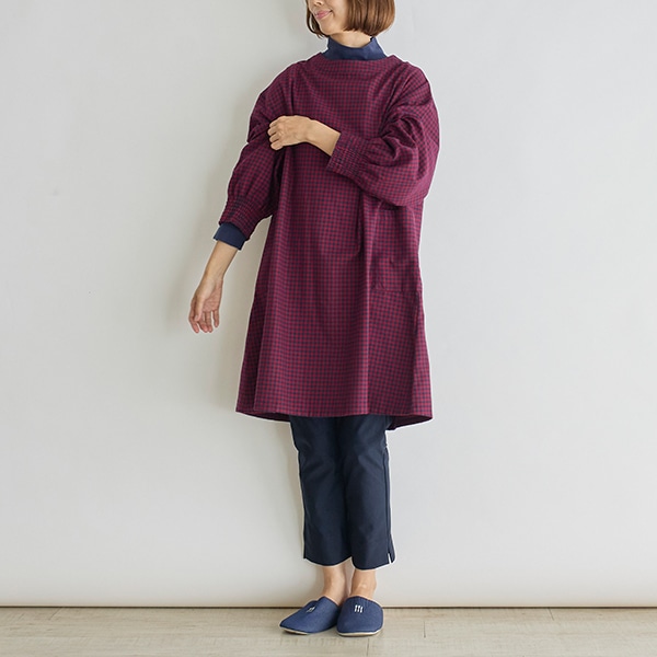 ギンガムチェックスモック