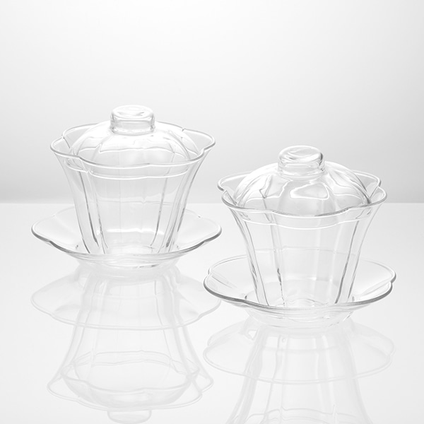 WEB限定セット】耐熱ガラス 蓋つきカップ&ソーサー2個セット｜食器