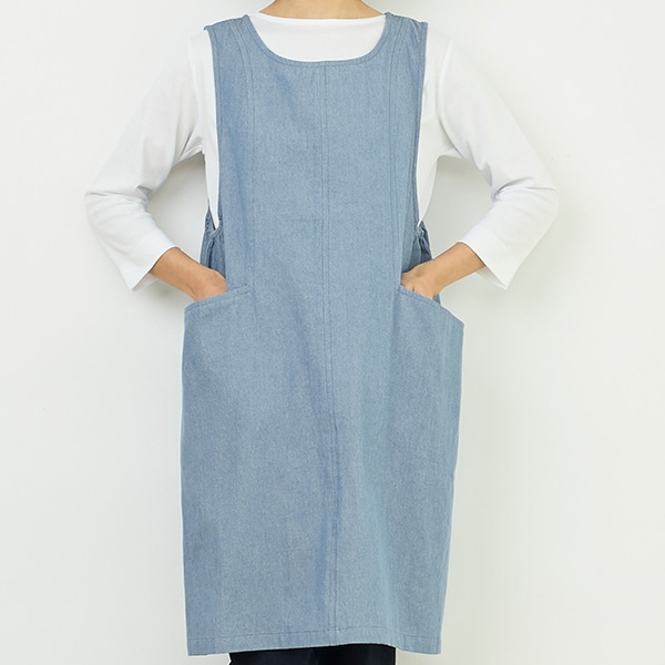 デニムチュニックエプロン ブルー