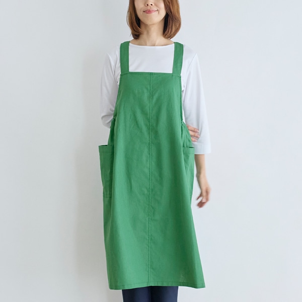 リネンコットンジャンスカエプロン グリーン