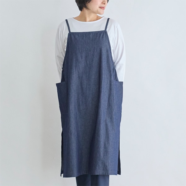 デニムキャミエプロン ネイビー