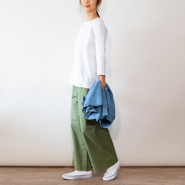 インレー七分袖tシャツ M ネイビー お買いもの 料理家 栗原はるみ レシピ オンラインショップ 公式 ゆとりの空間