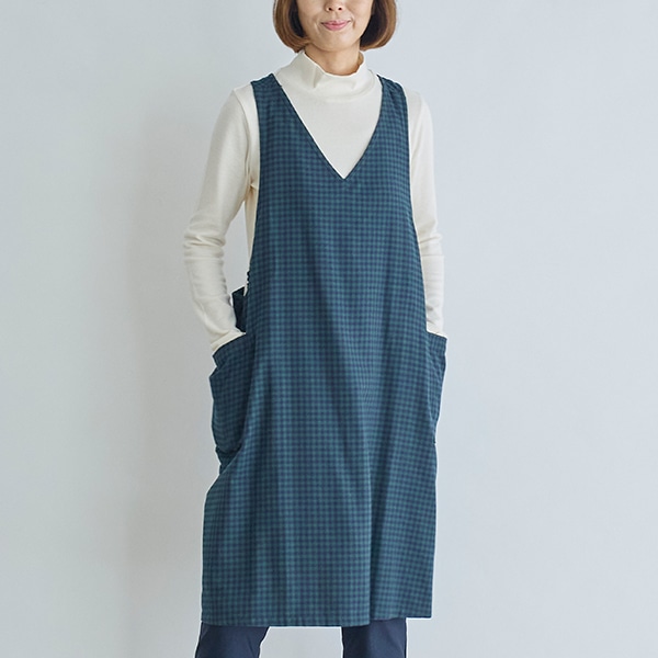 ギンガムチェックY字型エプロン