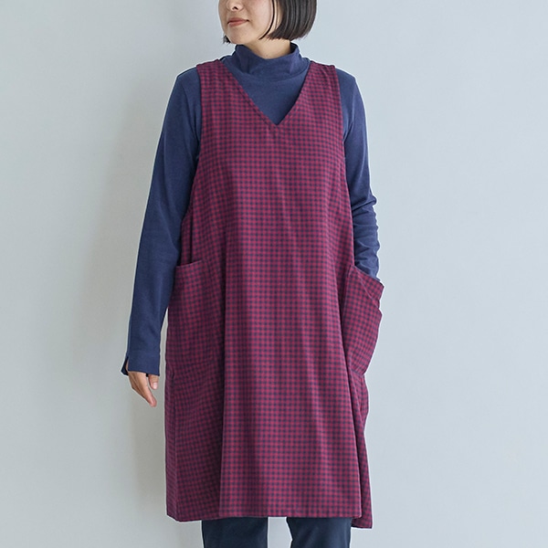 ギンガムチェックY字型エプロン