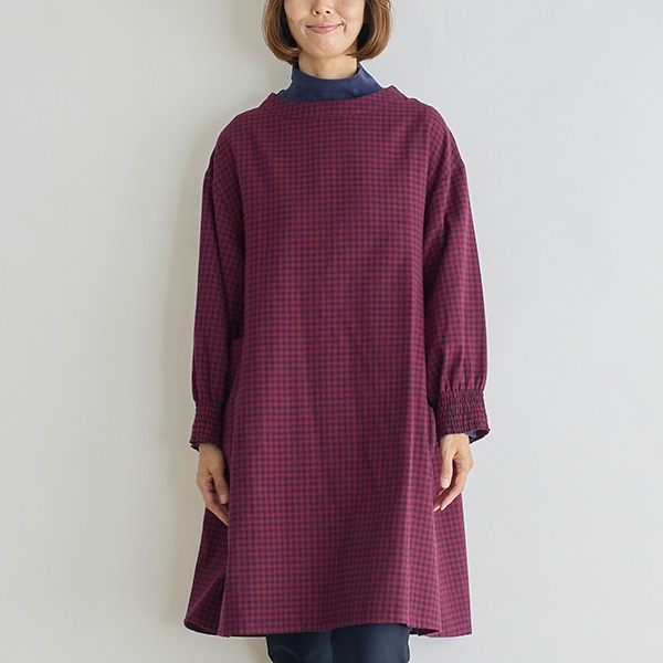 ギンガムチェックスモック