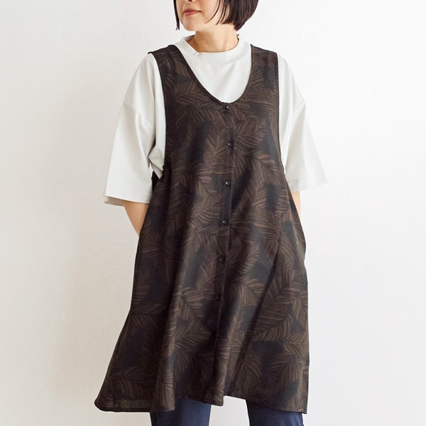 ボタニカルプリントチュニックエプロン 2way