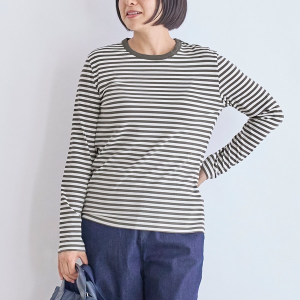 ベア天ボーダー長袖Tシャツ