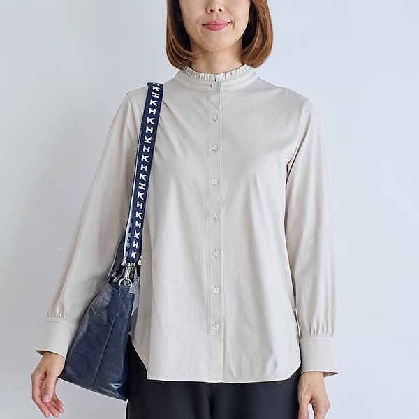 スーピマコットンスムース襟フリルシャツ